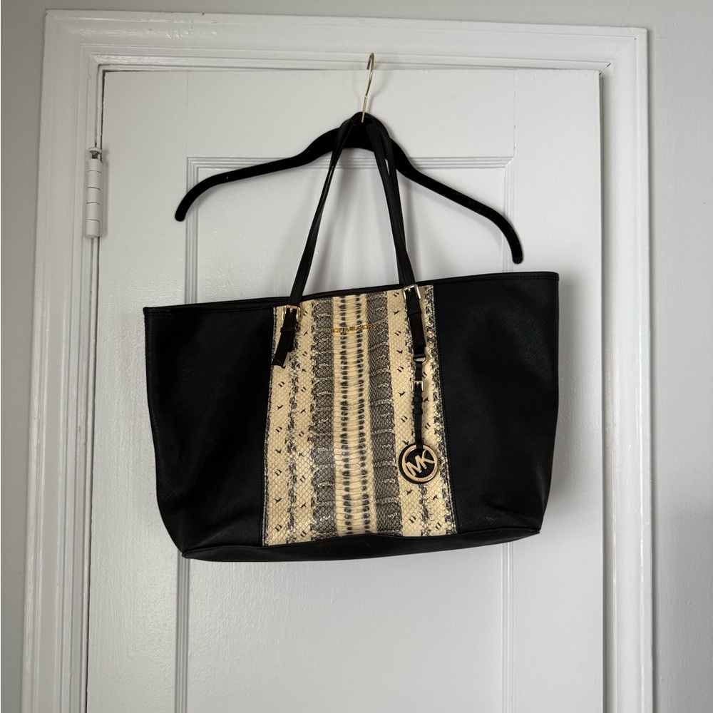 Michael Kors Black and Tan Tote Bag